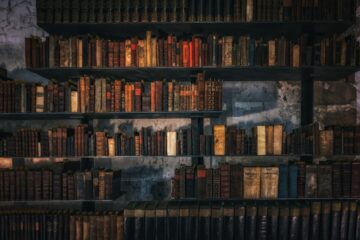 Library bookshelf representing the Book Prize Index semantic search project