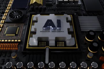 Nvidia chip next to a padlock symbolizing export controls on open models