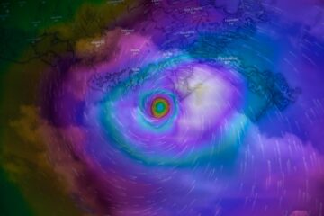 Modelo WeatherNext de Google DeepMind trazando la trayectoria de un huracán