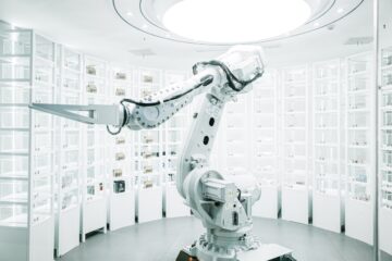 Laboratorio autónomo controlado por inteligencia artificial durante un experimento
